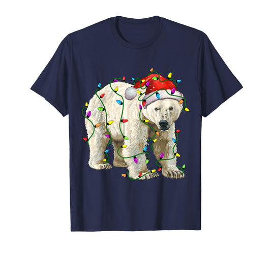 Polar Bear Santa Christmas Tree Lighting Xmas Funny T-Shirt