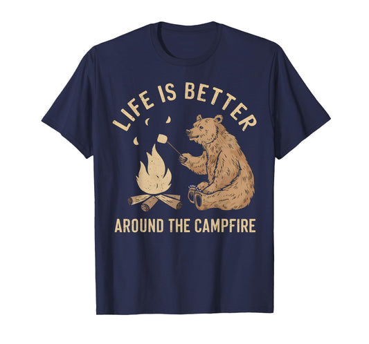 Funny Camping Life is Better Around The Campfire Bear T-Shirt