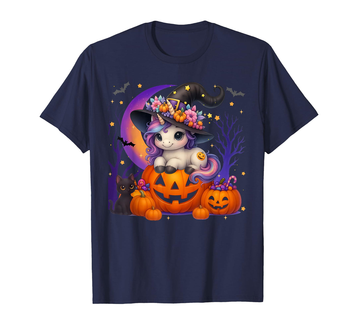 Cute Witch Unicorrn Jack O lantern Halloween Costumes Girls T-Shirt