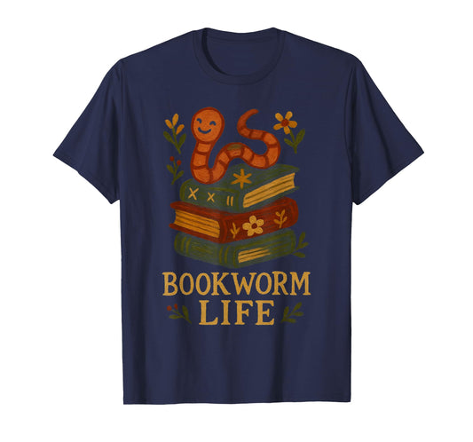 Bookworm Life Cute Worm on Books T-Shirt