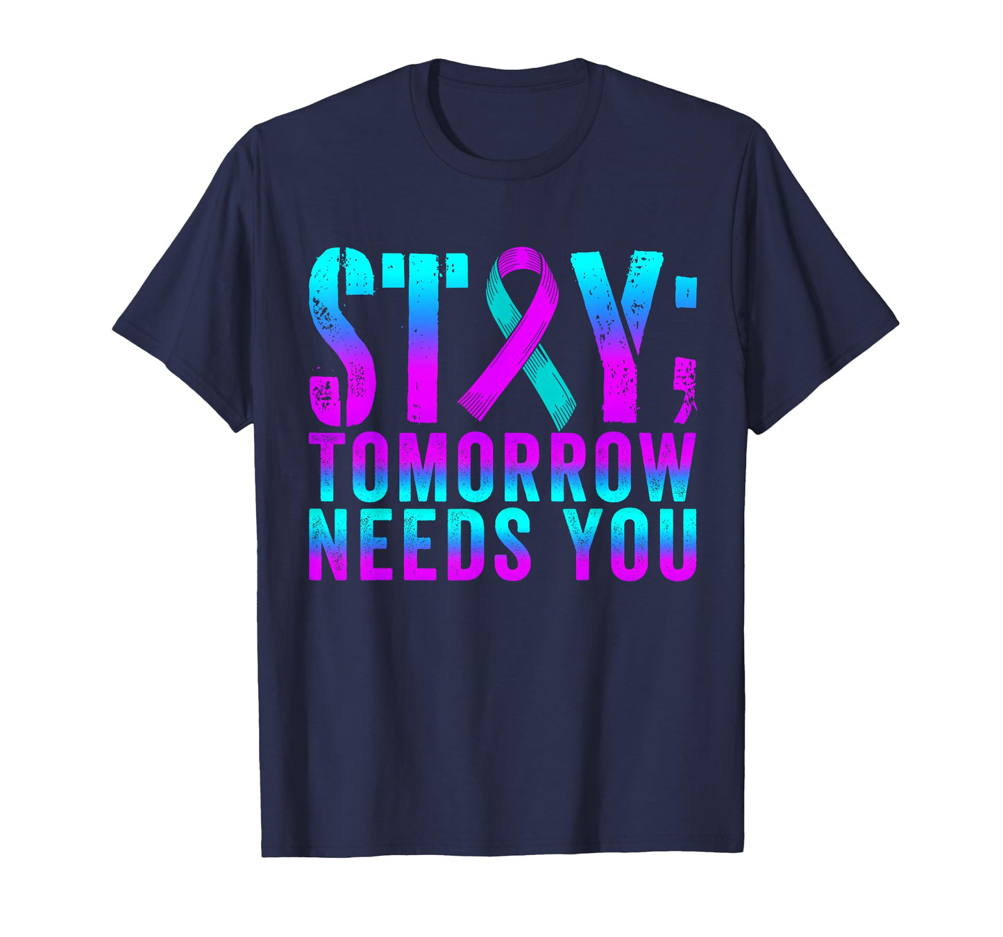 Groovy Teal & Purple Ribbon Suicide Prevention Awareness T-Shirt