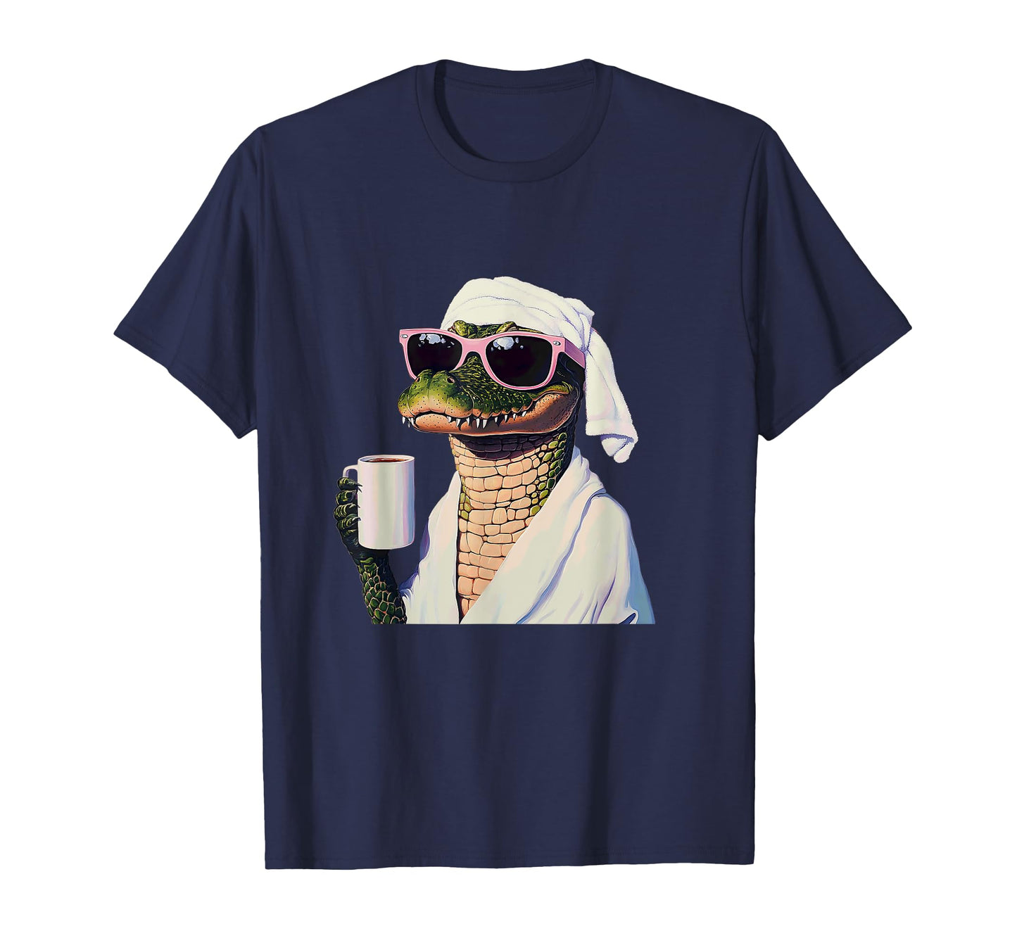 Alligator Relaxing With Coffee Humor Art T-Shirt