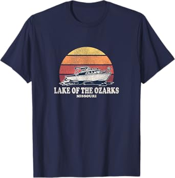 Lake of the Ozarks MO Vintage Boating 70s Retro Boat Design T-Shirt