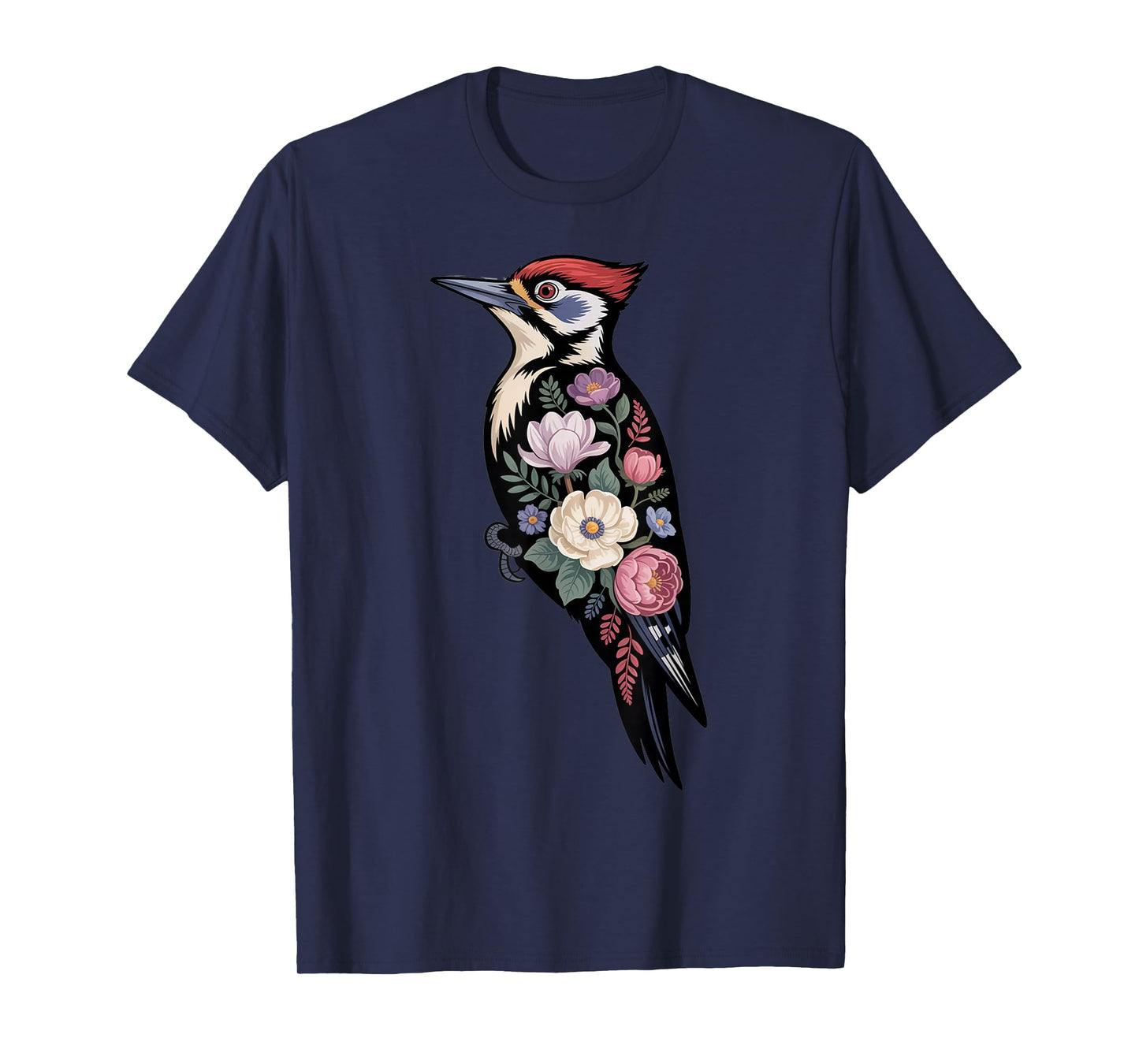 Floral Woodpecker Bird Lover Birding Enthusiasts Men Women T-Shirt