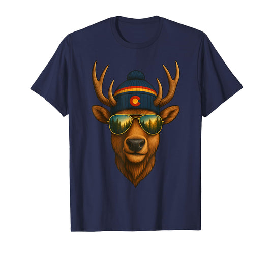 Colorado Elk Beanie Design Cool Mountain Wildlife Graphic T-Shirt