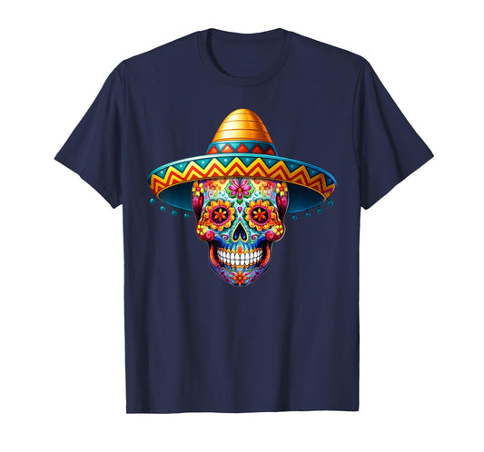 Dia De Los Muertos Sugar Skull Sombrero Day of Dead Men T-Shirt