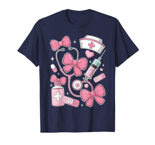 Nurse Coquette Pink Bow Stethoscope Registered Nurse Women T-Shirt