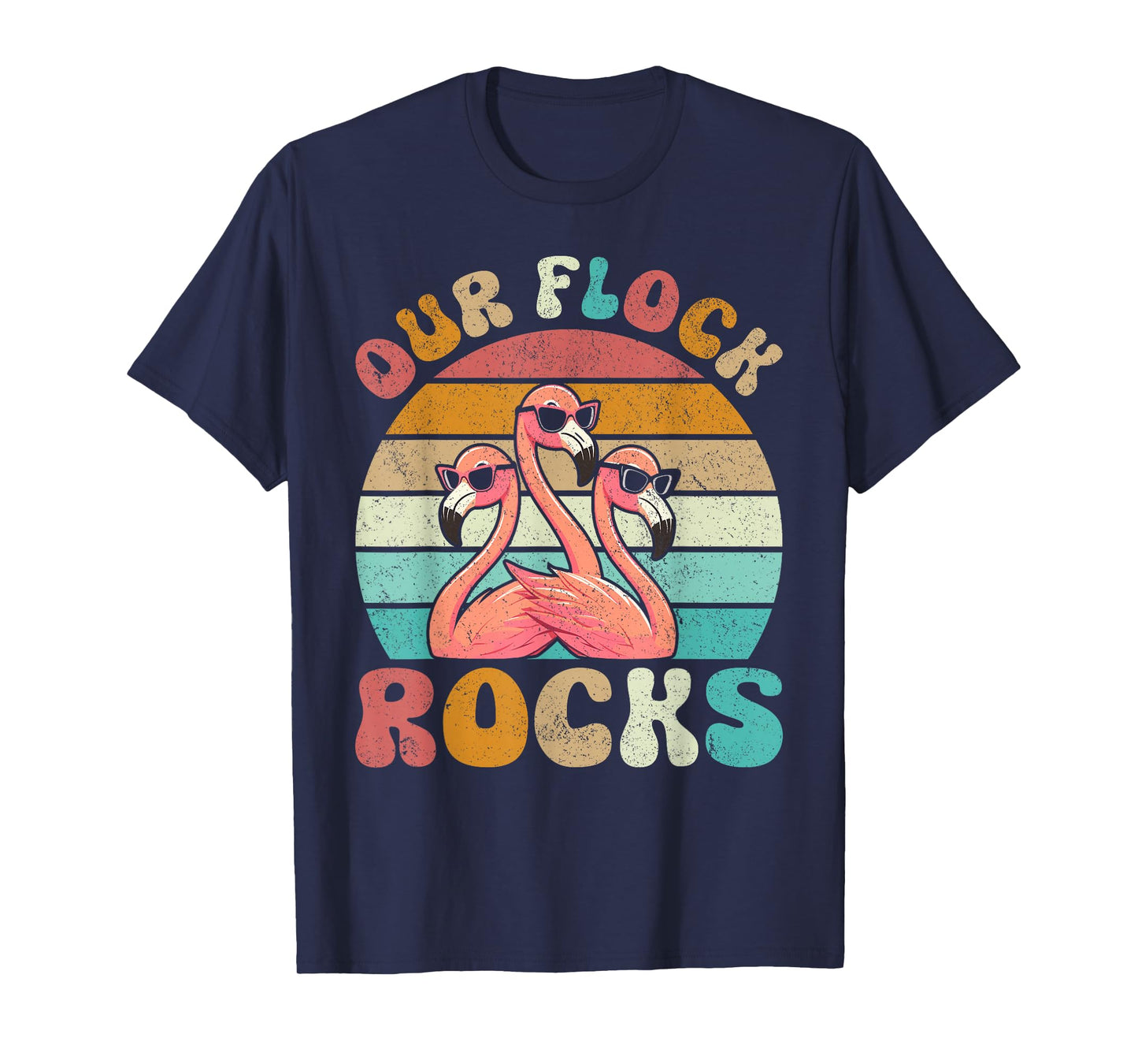 Our Flock Rocks Flamingo Matching Family Vacation T-Shirt