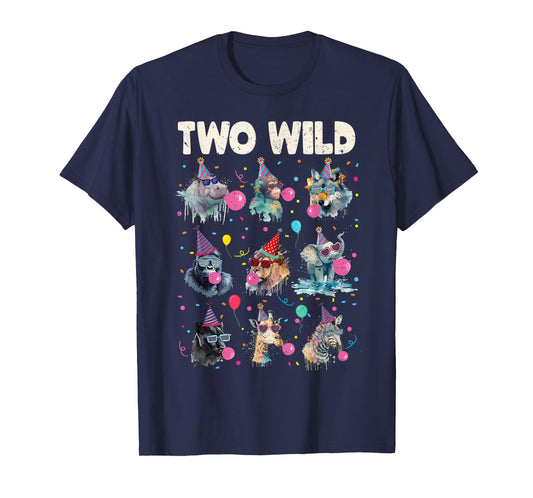 Birthday Animal Wildlife 2 Two Wild Bday Tee Zoo Lover Gifts T-Shirt