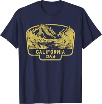 California Mountains USA Hiking Outdoors Vintage T-Shirt