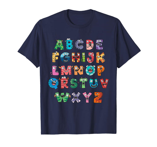 Monster Alphabet Fun Colorful Educational Kids T-Shirt