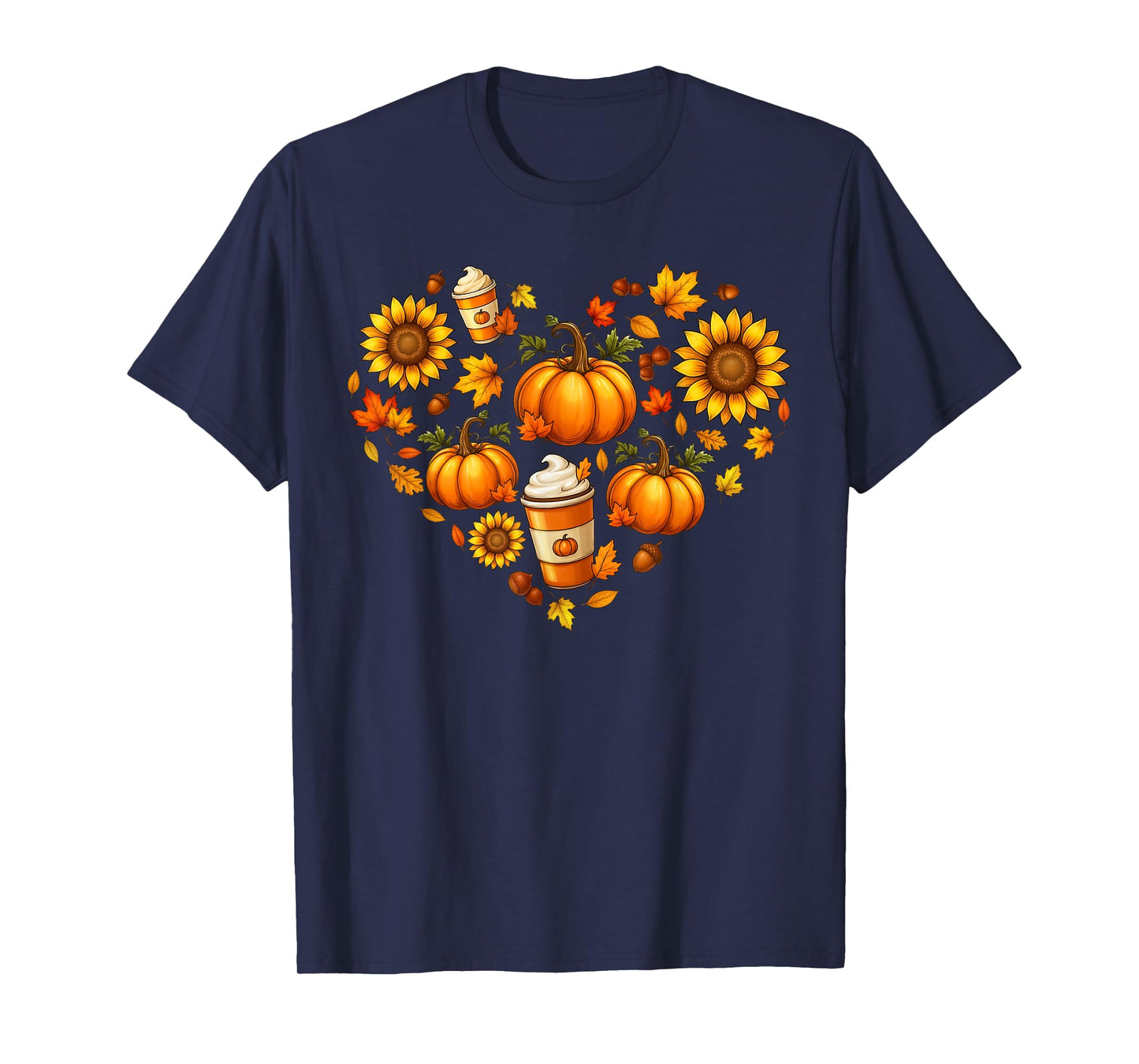 Pumpkin Maple Leaf Sunflower Heart Fall Autumn Women Men Kid T-Shirt