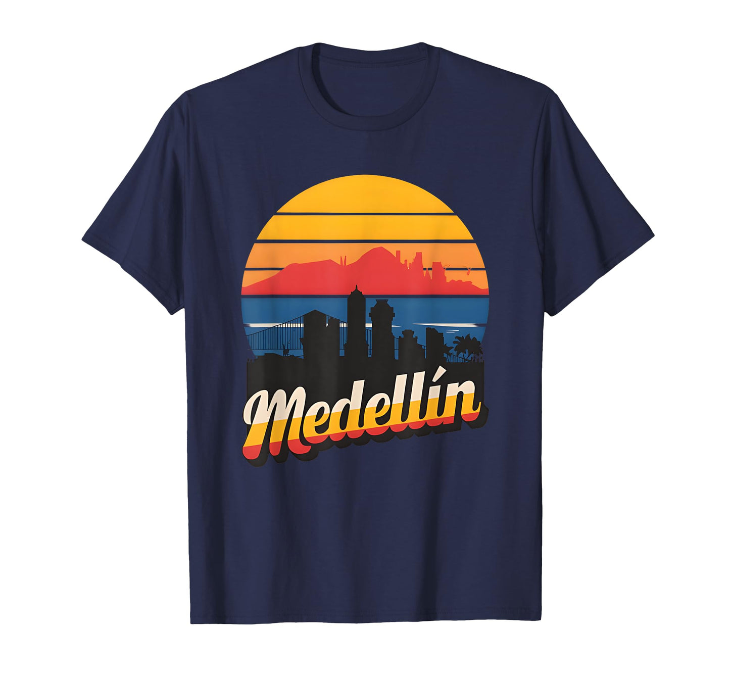 Medellin Colombia Retro Vintage Sunset Skyline Medellin T-Shirt