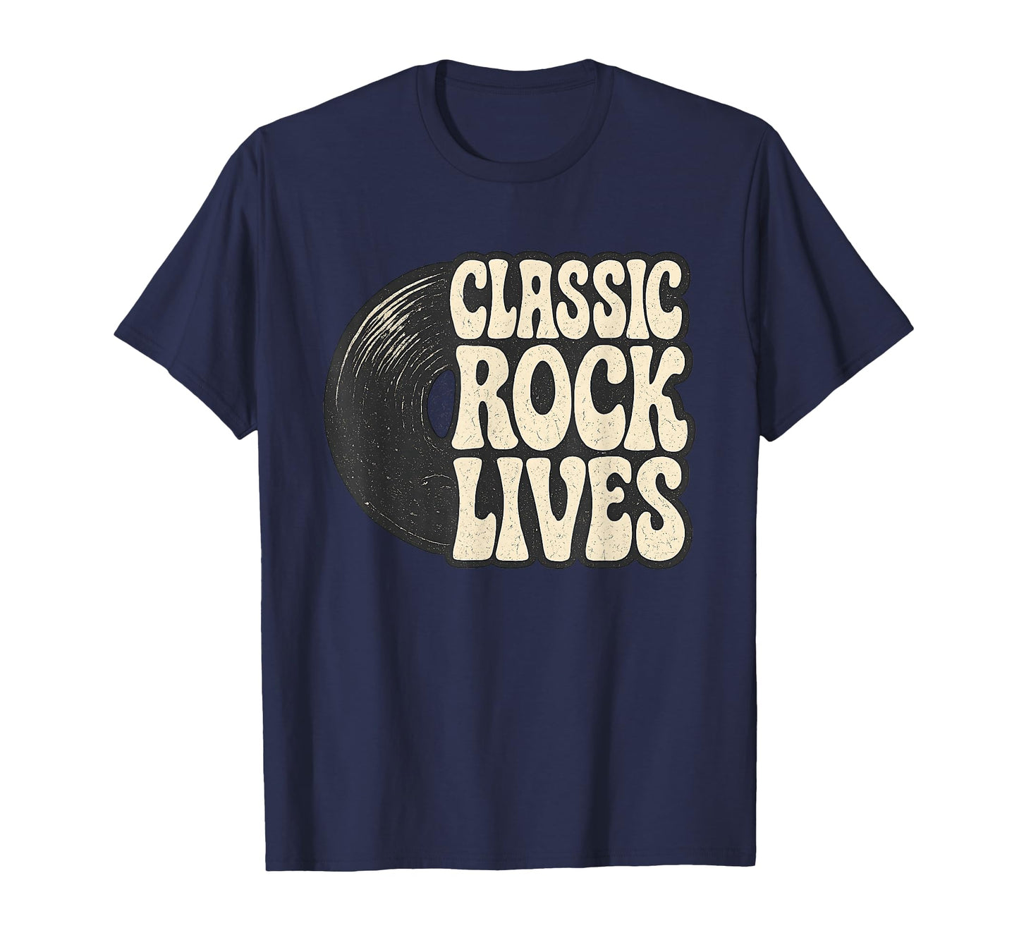 Funny Retro 70s 80s Music Vinyl Record Classic Rock Lives T-Shirt