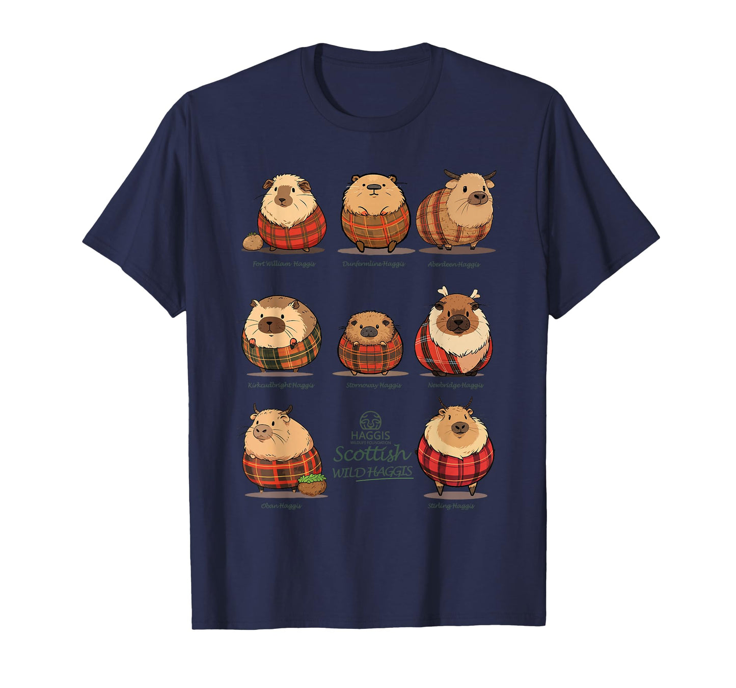Haggis Wildlife Foundation Unisex-Adults Haggis Scottish Wild Haggis T-Shirt Black Small Classic Fit Mandarin Collar Crew Neck Short Sleeve