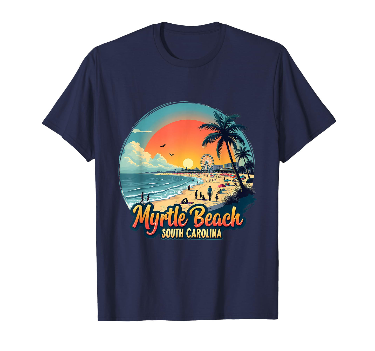Myrtle Beach South Carolina Retro Sunset Beach T-Shirt