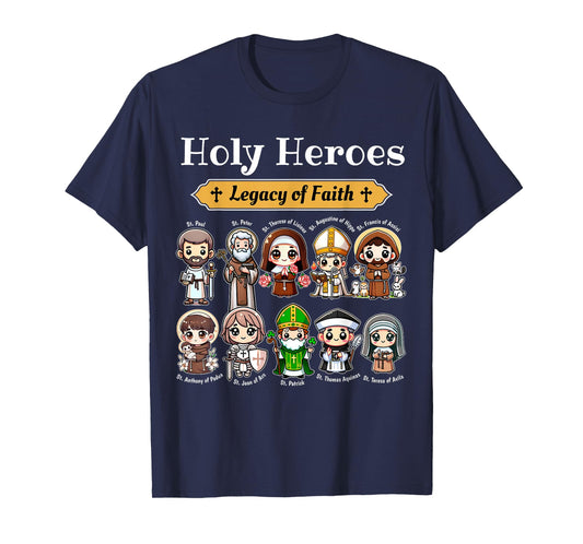Holy Heroes Legacy of Faith Catholic Saints Collection kids T-Shirt