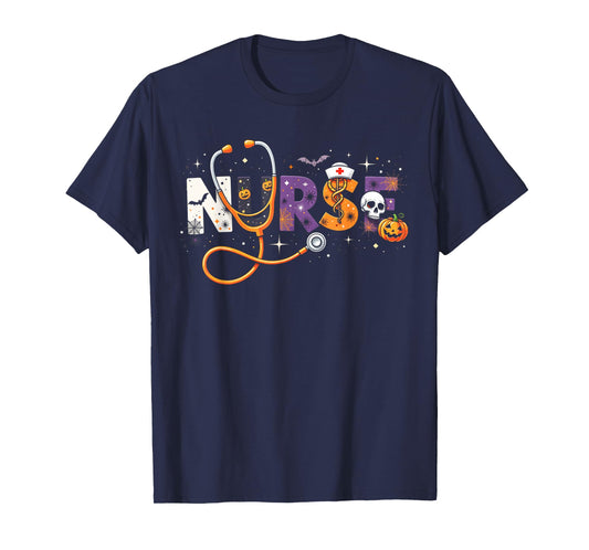 Halloween Nurse 2025 Funny Letter Nursing School Life Fall T-Shirt