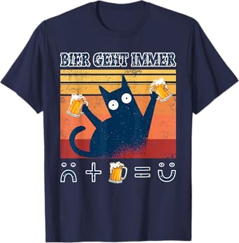 Beer Saying Cat Beer Gets Always Funny Beer Cat Beer Drinker T-Shirt