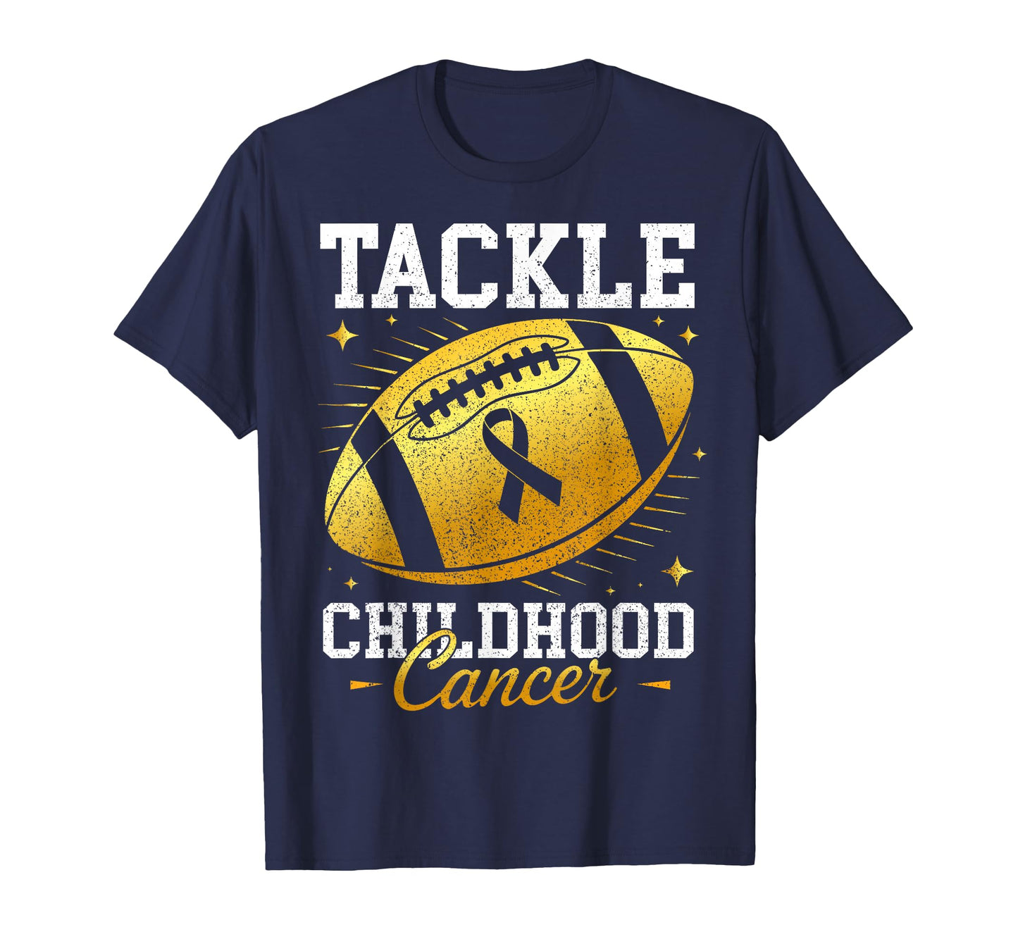 Football Gold Ribbon Tackle Childhood Cancer Awareness Kids T-Shirt