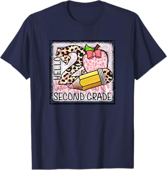 2nd Grade Team Apple Leopard Second Grade Student Teacher T-Shirt