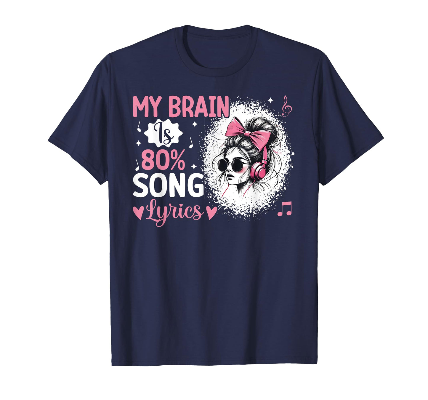 My Brain Is 80% Song Lyrics Funny Vintage Music Lover Life T-Shirt