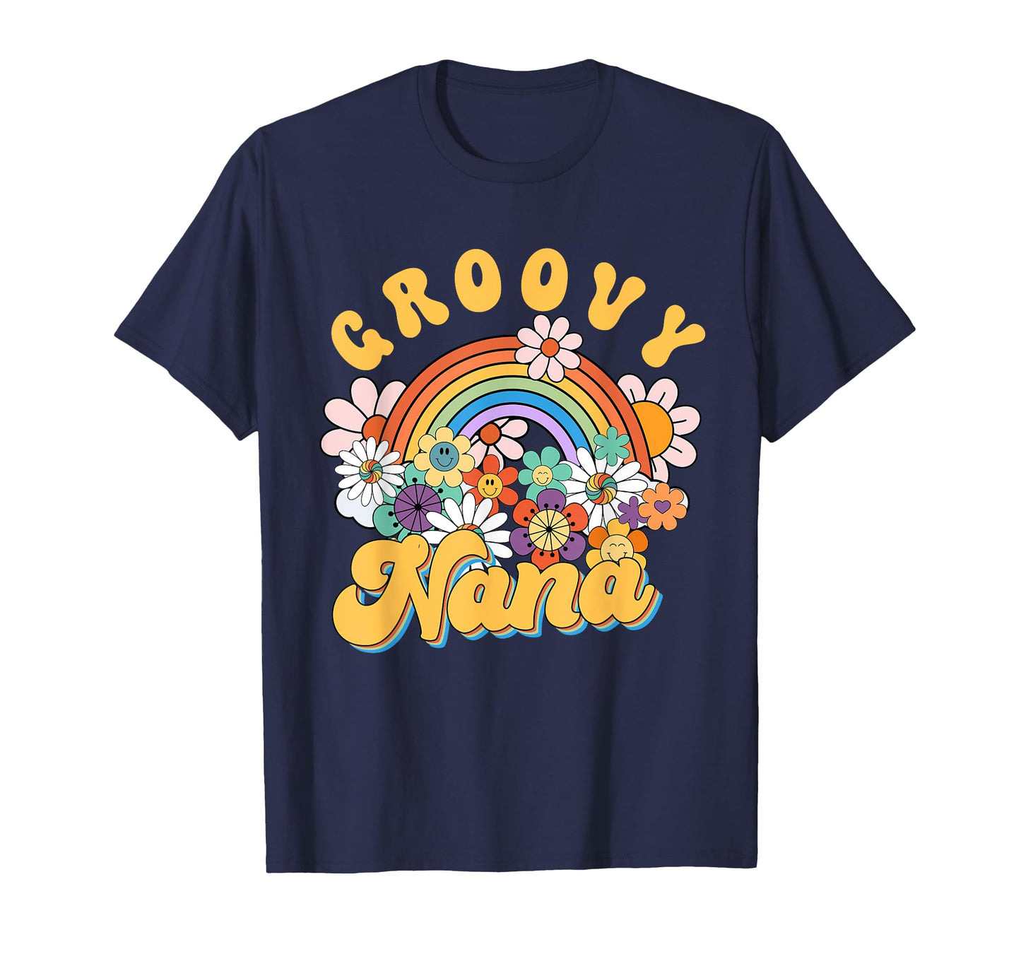 Groovy Nana Rainbow Colorful Flowers Mother's Day T-Shirt