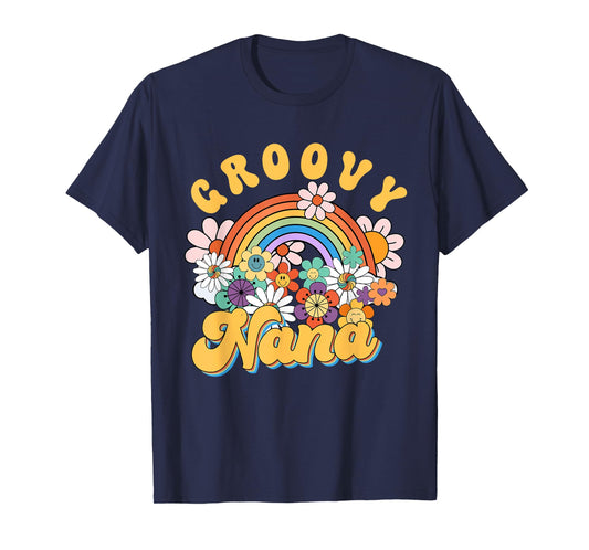 Groovy Nana Rainbow Colorful Flowers Mother's Day T-Shirt