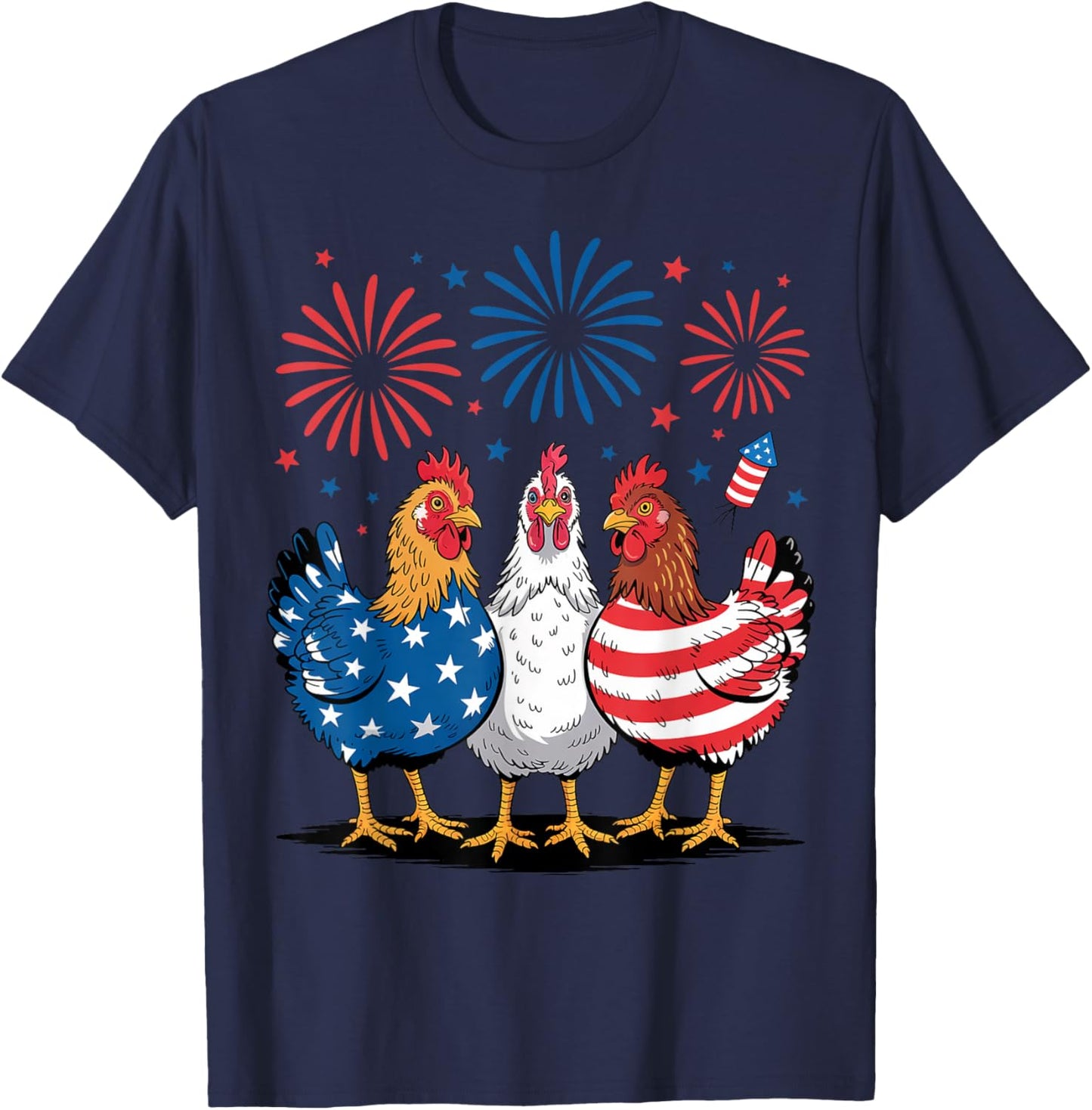 Funny Patriotic Chickens USA Flag 4th of July Chicken Lover T-Shirt