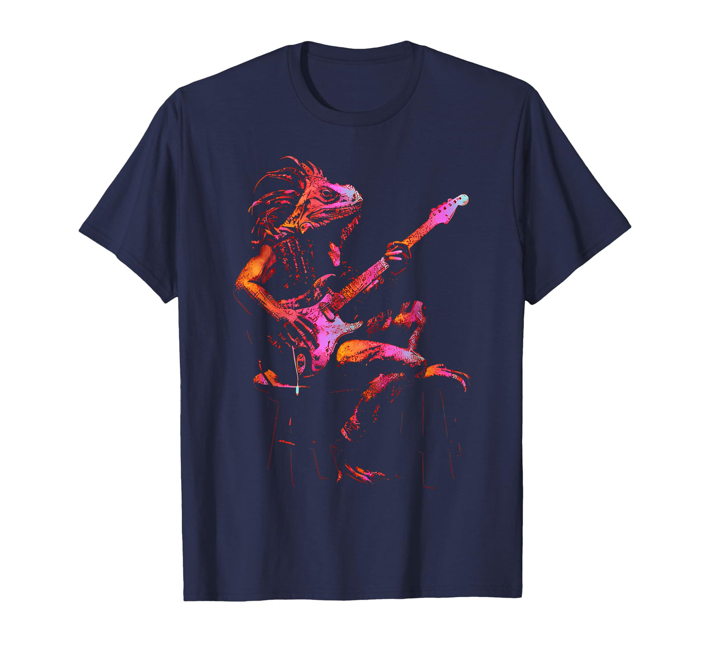 Iguana Playing Bass Guitar Punk Rock Rock & Roll Music T-Shirt