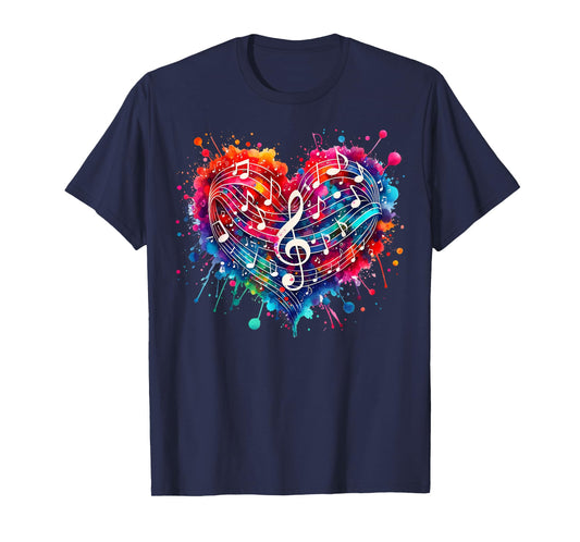 Funny Colorful Musical Notes Heart Treble Clef Music Lover T-Shirt