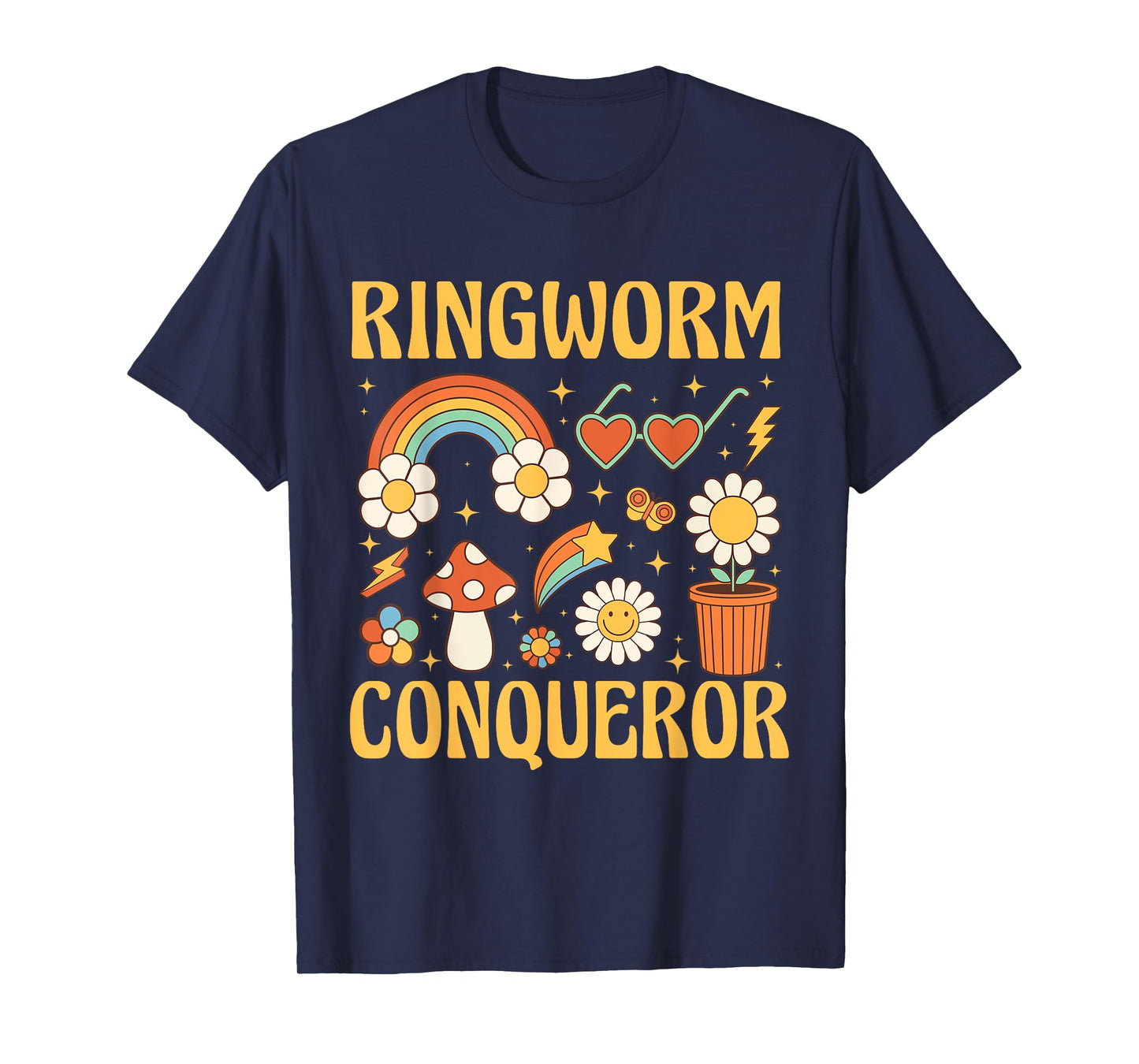 Ringworm Conqueror Ironic Medical Humor Retro Groovy T-Shirt