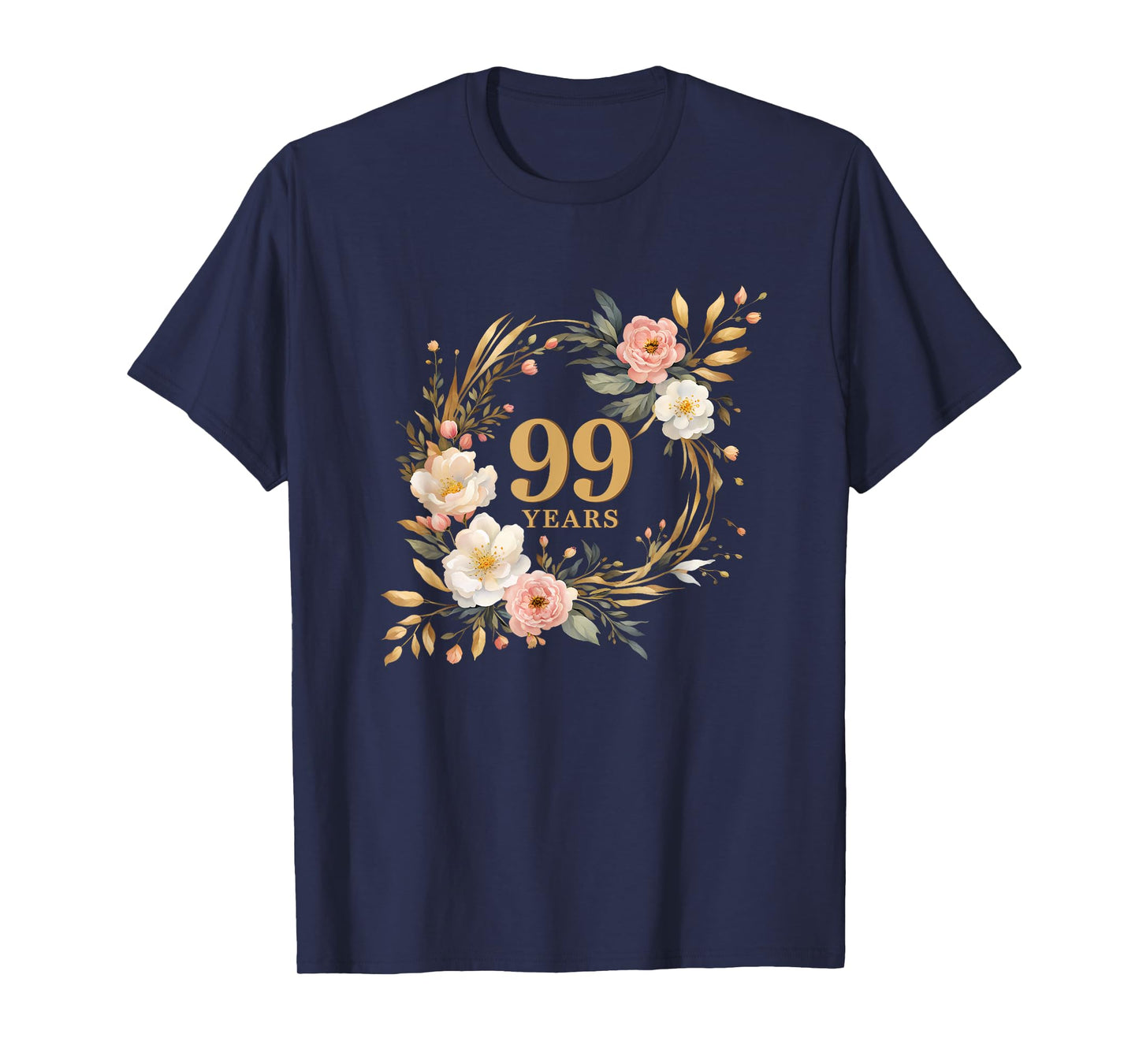 99 Years Celebration Watercolor Birthday Floral for Women T-Shirt