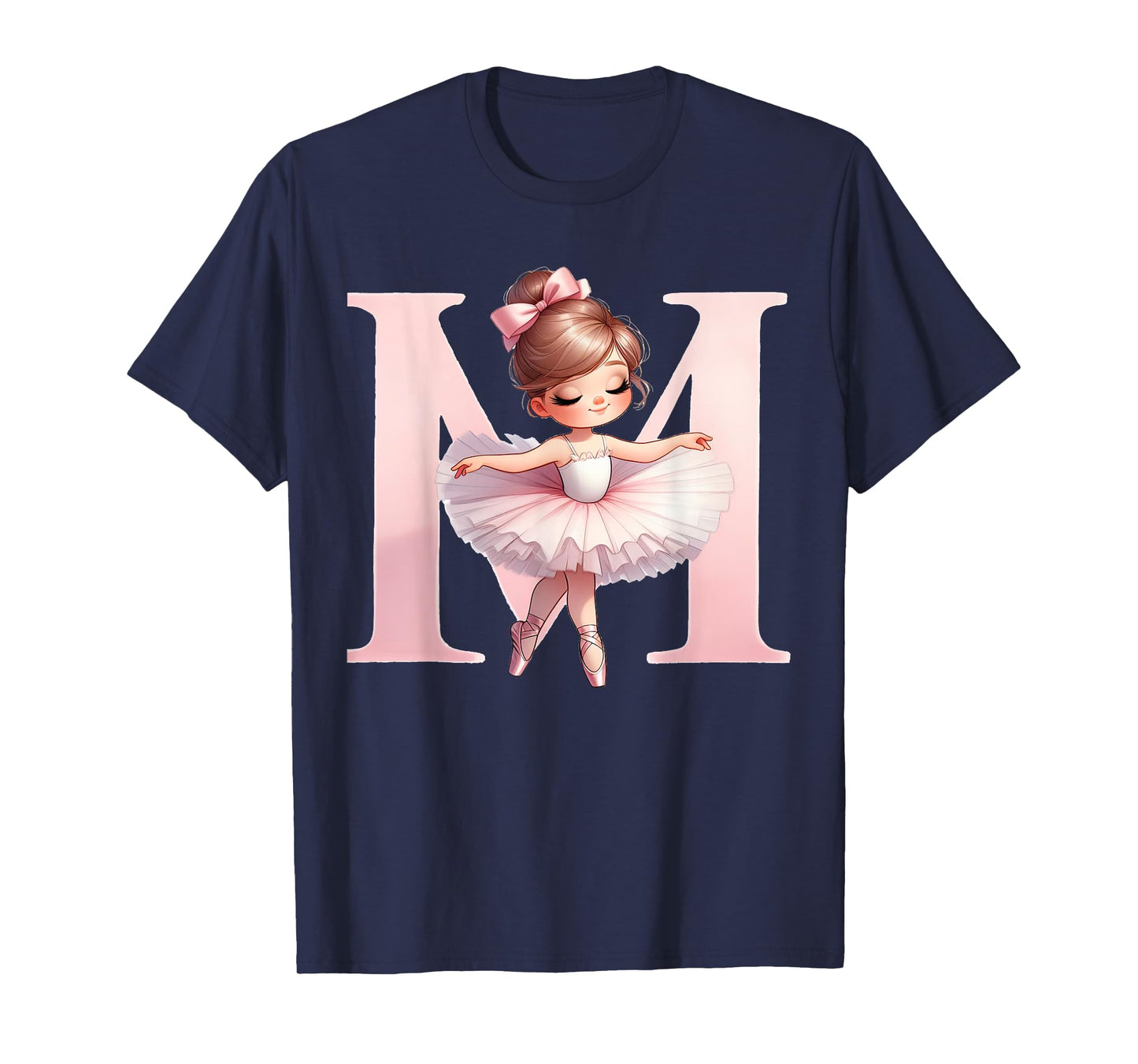 Ballerina Girl Dancing Name First Letter M Girly Tutu Ballet T-Shirt