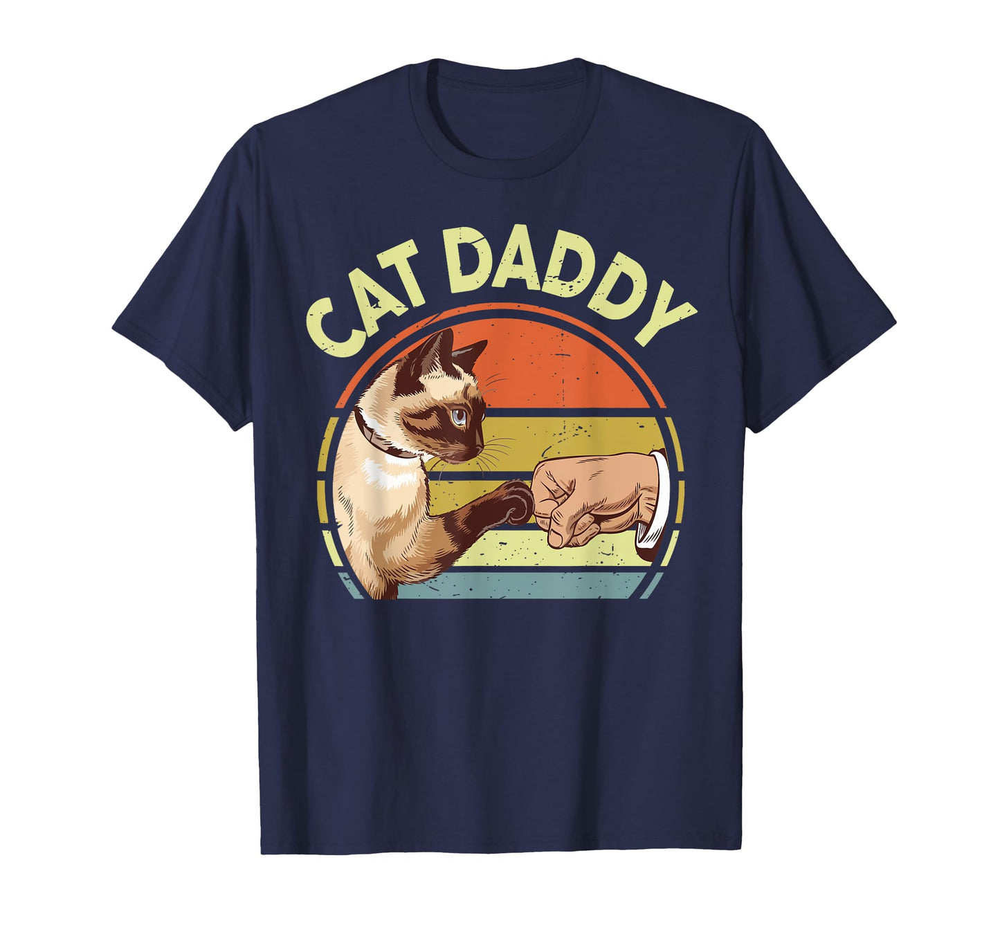 Siamese Cat Daddy Funny Kitten Fist Bump Dad Gift Vintage T-Shirt