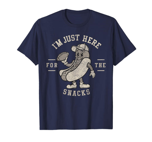 Funny I'm Just Here For The Snacks HotDog Football T-Shirt