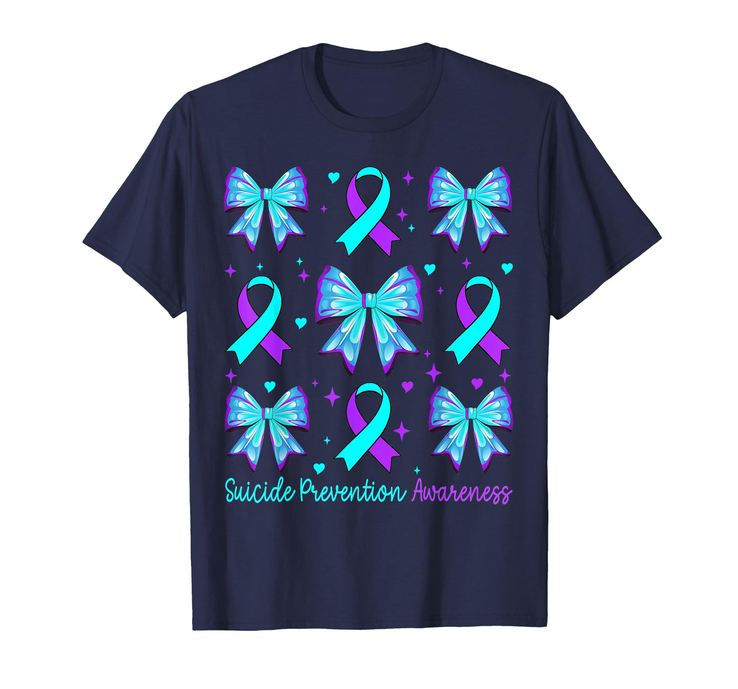 Cute Coquette Bow Suicide Prevention Awareness Women Girls T-Shirt