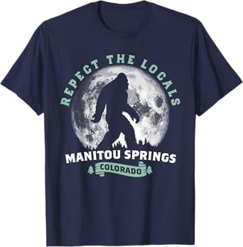 Manitou Springs, Colorado Respect the Locals Bigfoot Moon T-Shirt