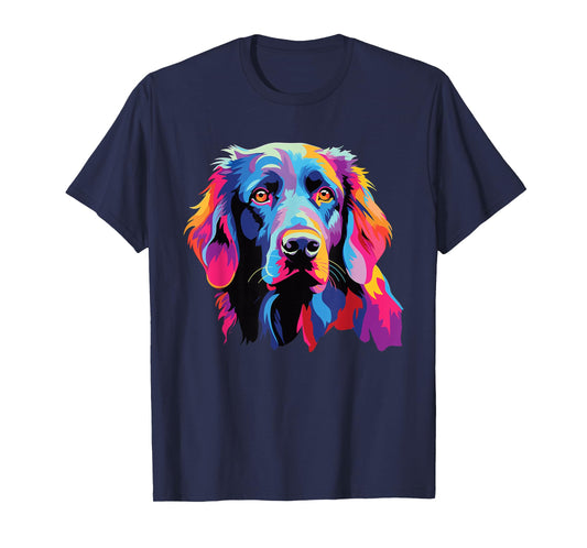 Watercolor Colorful Flat Coated Retriever Dog T-Shirt