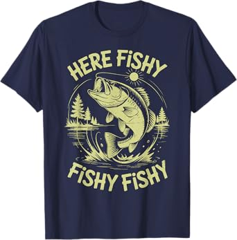 Here-Fishy Dad Grandpa Fishing Father Day Gift from Daughter T-Shirt