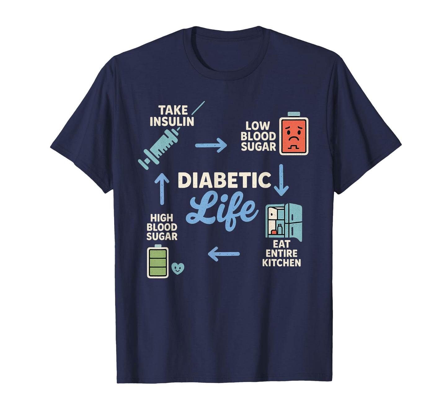 Diabetic Life Vintage t1d Funny Diabetes Awareness T-Shirt
