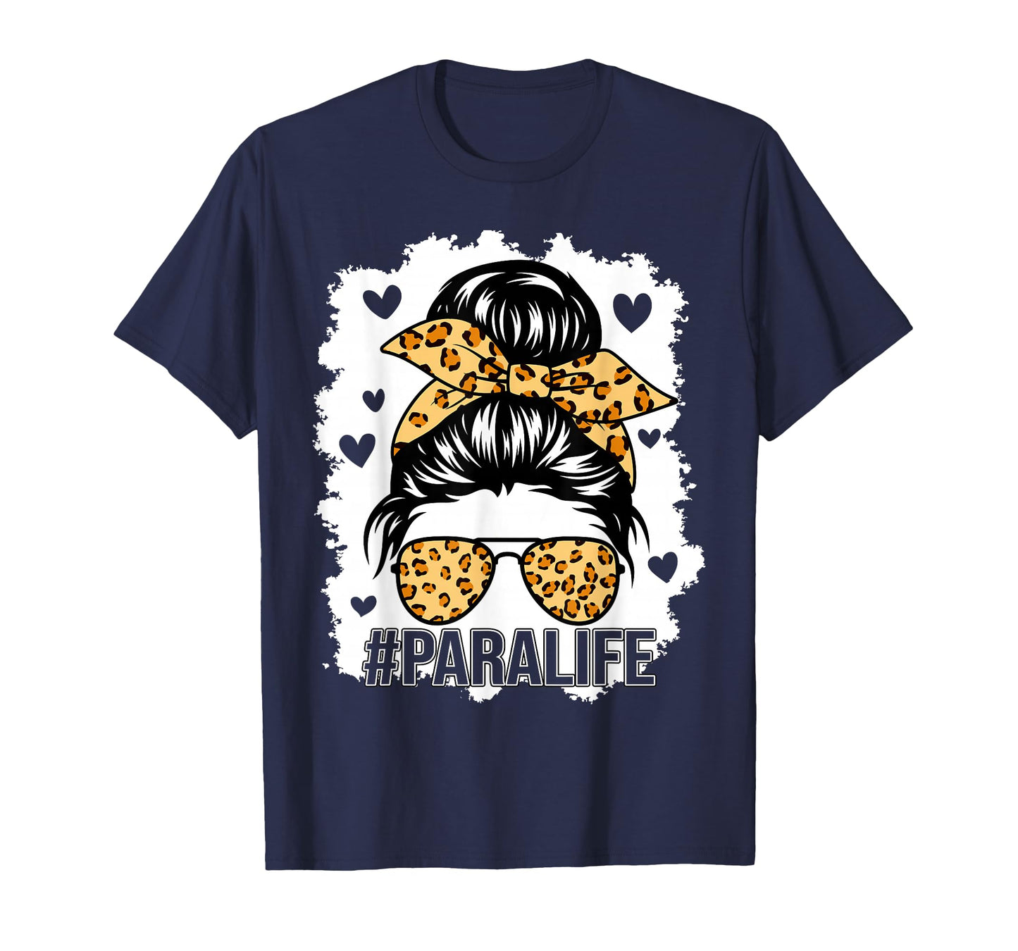 Bleached Teacher Para Life Paraprofessional Cute Messy Bun T-Shirt