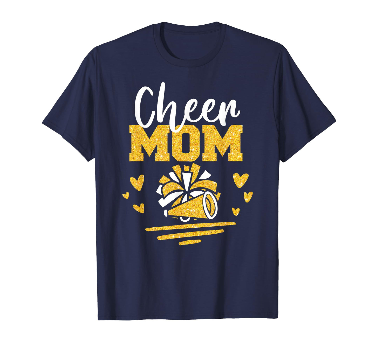 Cheer Mom Shirt Gold Pom Pom Megaphone Cheerleader T-Shirt
