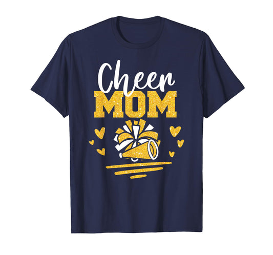Cheer Mom Shirt Gold Pom Pom Megaphone Cheerleader T-Shirt