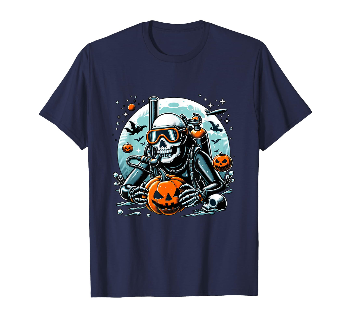 Dive Skeleton Scuba Diving Player Halloween Diver Ocean Life T-Shirt