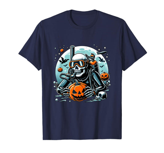 Dive Skeleton Scuba Diving Player Halloween Diver Ocean Life T-Shirt