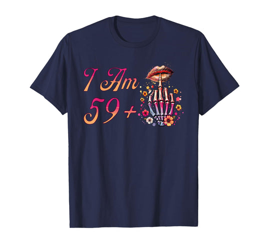 I Am 59 Plus 1 Middle Finger Skull Funny 60th Birthday Women T-Shirt