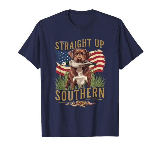 Straight Up Southern Hunting Dog and Duck Design Men Women T-Shirt