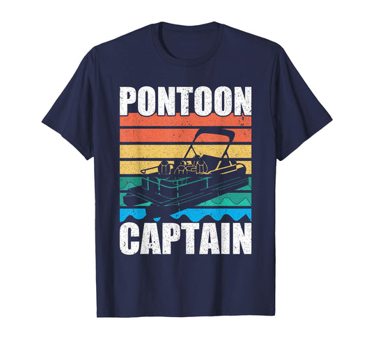 Retro & Funny Pontooning Boat Graphic & Pontoon Captain T-Shirt