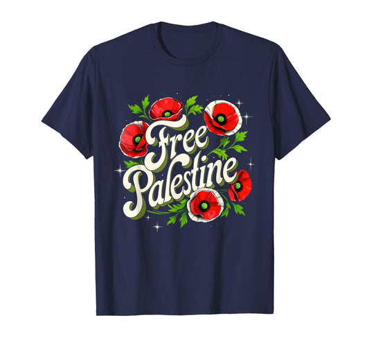 Free Palestine Floral Peace Protest Art Tee T-Shirt